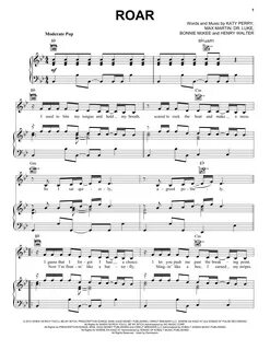 Roar Sheet Music Katy Perry Piano, Vocal & Guitar Chords (Ri