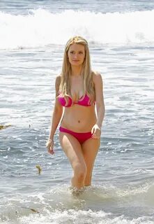 HOLLY MADISON in Pink Bikini on the Beach in Los Angeles - H