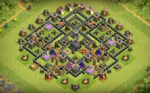 th9 trophy base bomb tower Town hall, Clash of clans, Base