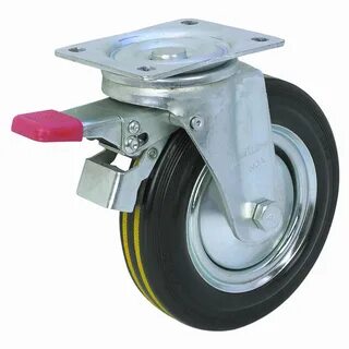 8 in. Cushioned Rubber Swivel Caster with Brake Swivel caste