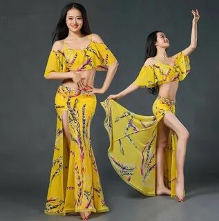 2017 New Arrival Tropical Flower Print Belly Dance Costume 2