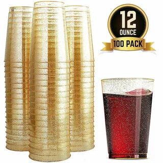 Disposables Disposable Drinkware 100 Glitter Plastic Cups 12