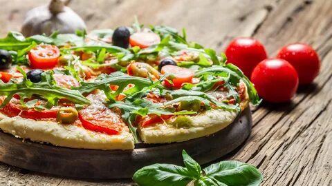 Картинки Пицца Помидоры Быстрое питание Пища Крупным планом