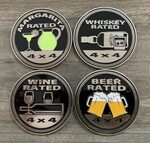Wine Rated Jeep 4x4 Badge nickle the Original Metal Trail Et