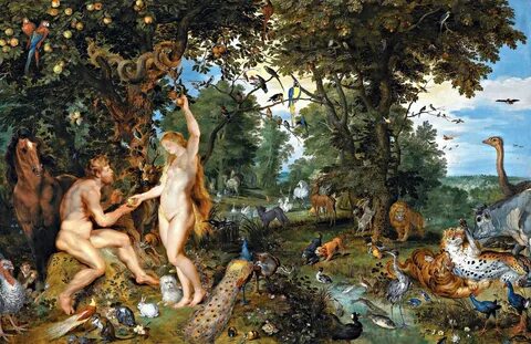 Картина The Garden of Eden Fall of Man. Fantasy Repro Made i
