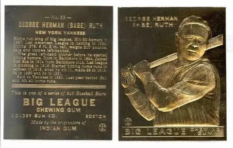 1933 BABE RUTH GOUDEY #53 *Big League Chewing Gum* 23K GOLD 