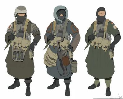 Various character design/exploration with military theme. Ch