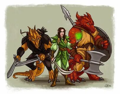 D&D Dragonborn Ranger, Elf Druid and Dragonborn Fighter Char