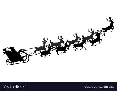 Santa flying in a sleigh with reindeer Royalty Free Vector