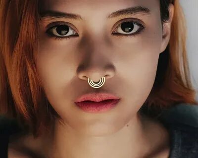 Septum Clicker Gold Nose Ring Gold Septum Boho Jewelry Etsy