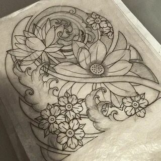 japanese flower cloud butterfly line drawing tattoo - Google