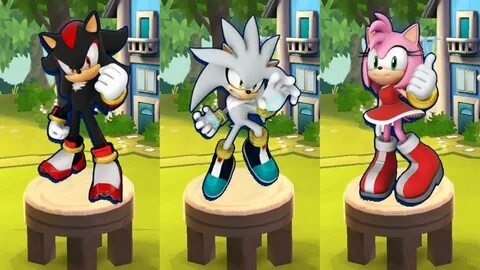 Shadow vs Amy vs Silver Racing Battle in Sonic Dash Gameplay