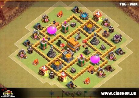 Town Hall 6 - WAR Base Map #9 - Clash of Clans Clasher.us