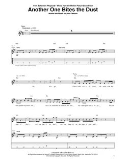 Oboe Another One Bites The Dust Queen Sheet Music Chords - M