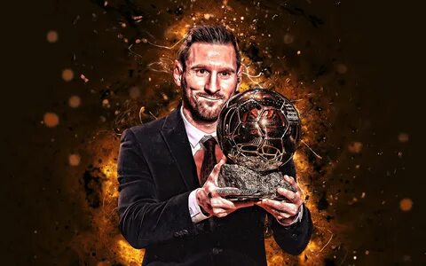 Download wallpapers Lionel Messi with golden ball, 4k, Barce
