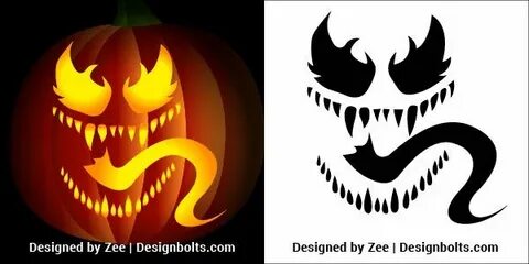 5 Venom Pumpkin carving Stencils, Printable Patterns, Ideas 