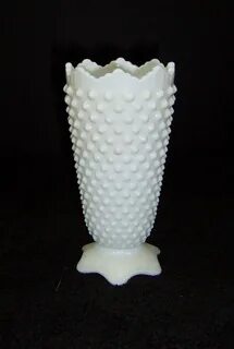 Vintage Large 11" Fenton Hobnail White Milk Glass Vase uniqu