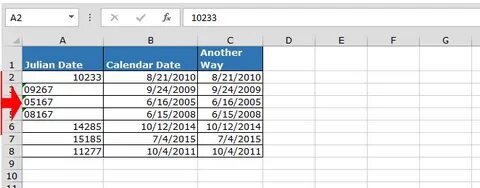 Convert Julian Date to a Calendar Date in Microsoft Excel