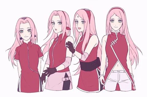 Sakura trough the years + with long hair Sakura haruno, Naru