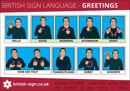 BSL Greetings Signs - British Sign Language British sign lan