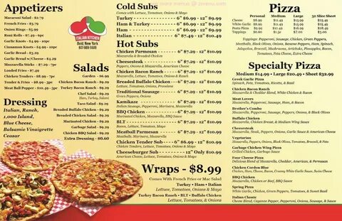 Menu At Italian Kitchen Pizzeria Ovid.