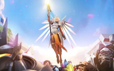 Pink Mercy фэнтези арт Overwatch видеоигра Hd обои скача - M