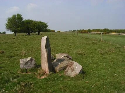 File:Standing stone and gallop, Overton Down - geograph.org.