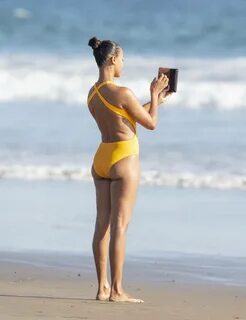 Zoe Saldana - In bikini on the beach in Malibu -29 GotCeleb