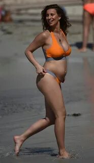 Ferne McCann in Orange Bikini on Beach in Spain 07/28/2017 *