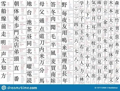 Japanese Kanji For Beginners Second Set Stock Illustration Illustration Of ...