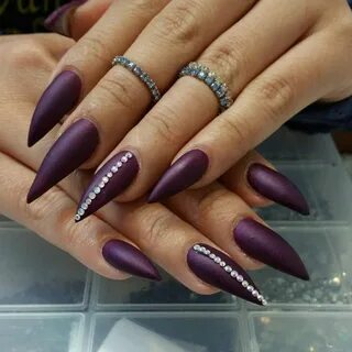 #RhineStoneArt Purple nail art designs, Dark purple nails, P