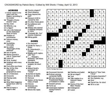 The New York Times Crossword in Gothic: 04.12.13 - Ain't Nob