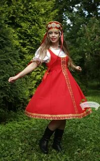 Playful traditional Russian red dress for woman Etsy Австрия