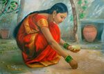 tamil girl doing Kolam Painting by Vishalandra Dakur Pixels