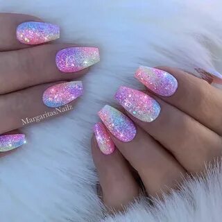 Rainbow ombré stiletto nails Neon spring nail design trend M