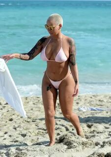 AMBER ROSE in Bikini at a Beach in Miami - HawtCelebs