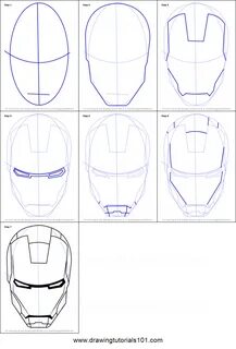 How to Draw Iron Man's Helmet printable step by step drawing