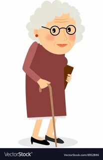 Old woman with cane Royalty Free Vector Image - VectorStock 