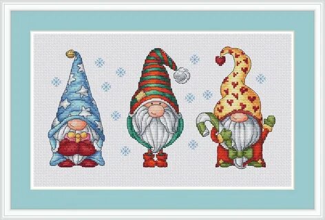 Christmas Gnomes Cross Stitch Pattern Hand Embroidery Design