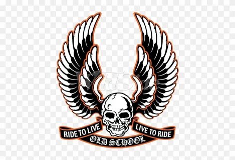 Biker T-shirt Old School Live To Ride Wings Skull Retro - Ol