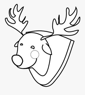Rudolph Reindeer Raindeer Black White Line 555px , Free Tran
