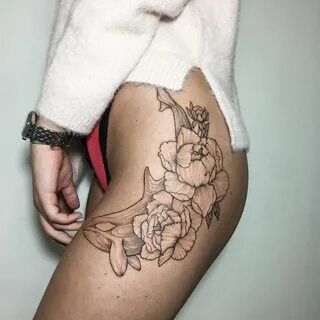 The 81 Most Gorgeous Blackwork Flower Tattoos Flower thigh t