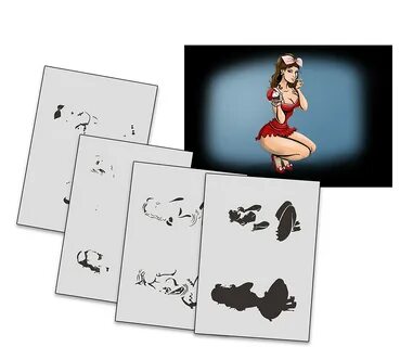 UMR-Design AS-224 Pinup Airbrushstencil Step by Step Size S 