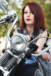 Harly girl, biker Red head Female biker, Motorcycle girl, Ha