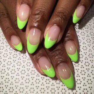 neon french tips. Green nails, Neon french manicure, French 