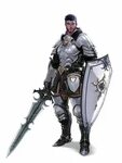 Male Human Armored Sword and Shield Fighter Knight - Pathfin