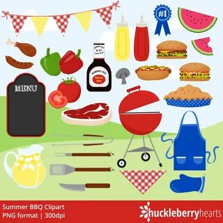 BBQ Clipart Cookout Clipart Grill Clipart Hamburgers Etsy