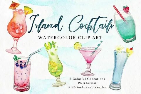 Island Cocktails Watercolor Clip Art (103504) Illustrations 