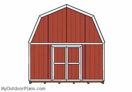 16x16 Gambrel Shed Plans - Front view #DiyFurniturePlansDesk