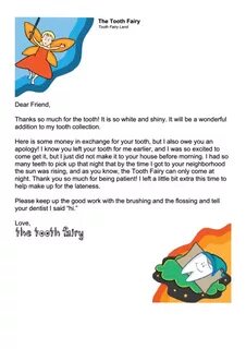 Tooth Fairy Letter Template printable pdf download